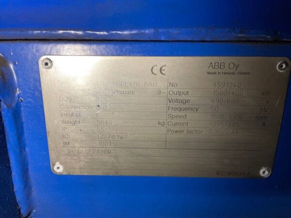 Generator ABB NM64 1500 kW